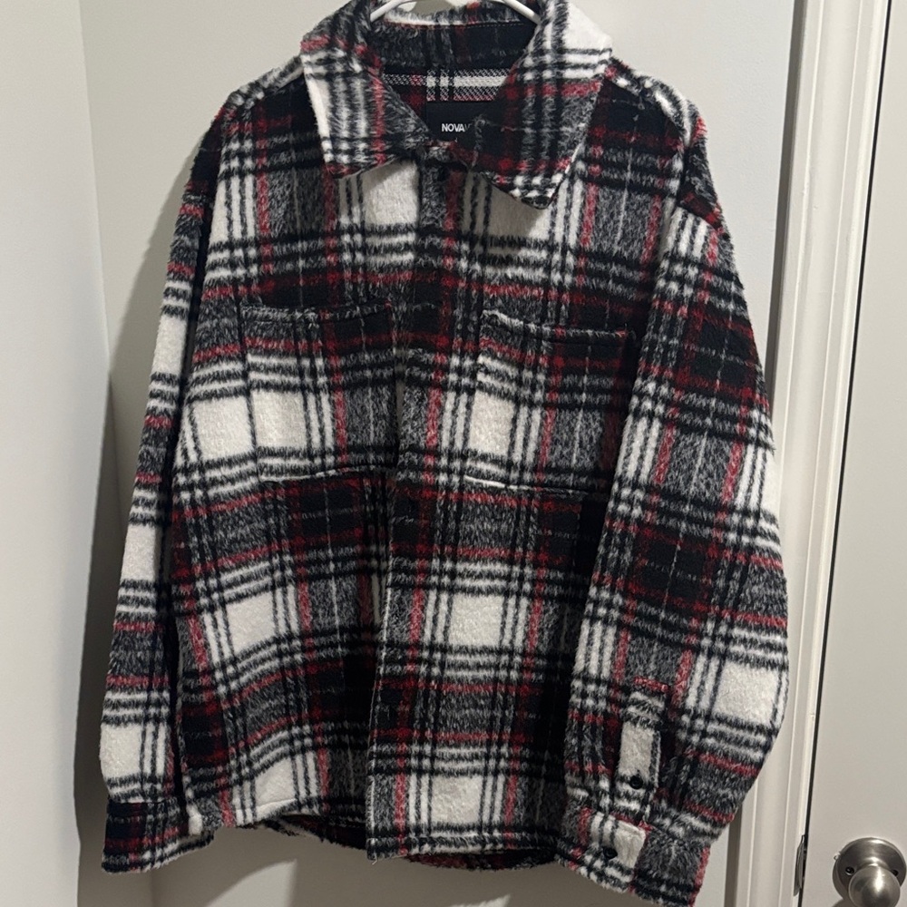 Mens Plaid Jacket - Black, White, and Red